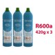 GAS R600a (isobutano) 3 x 420g Botellas